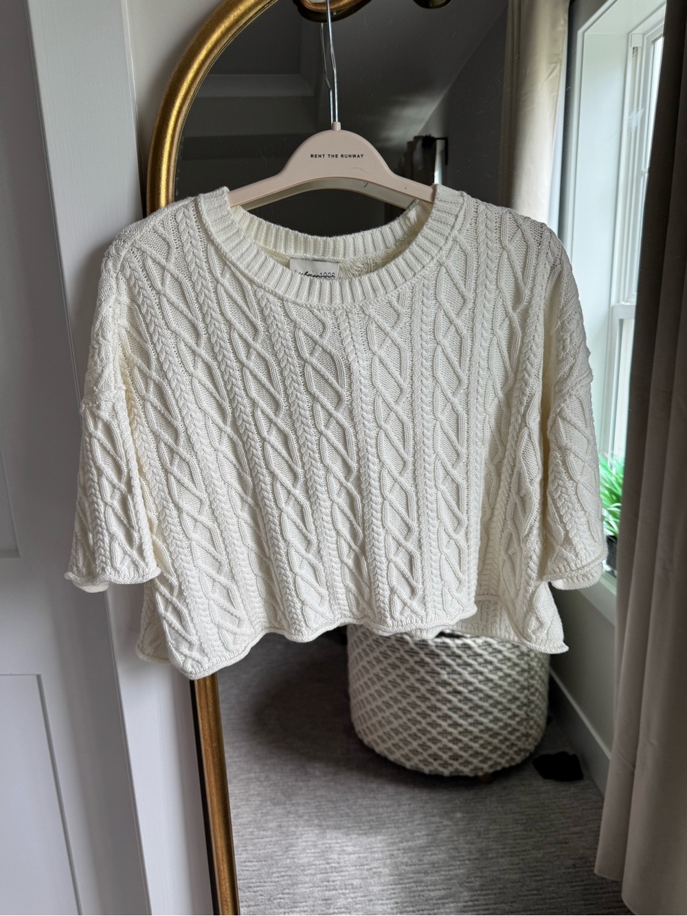 Cream Cable-Knit Cropped Sweater